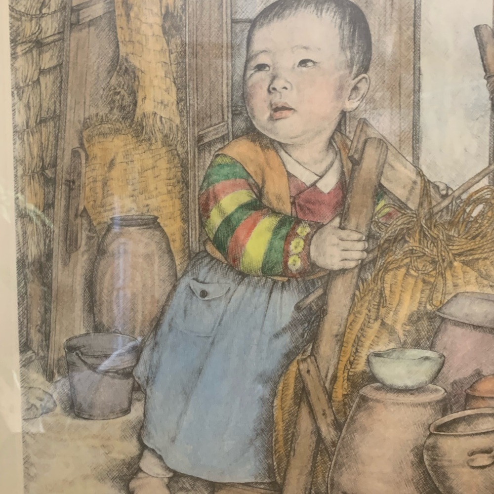 Japanese Block Print Framed UnderGlass “Starting Life” by Willy Seiler 1903 - Picture 5 of 6